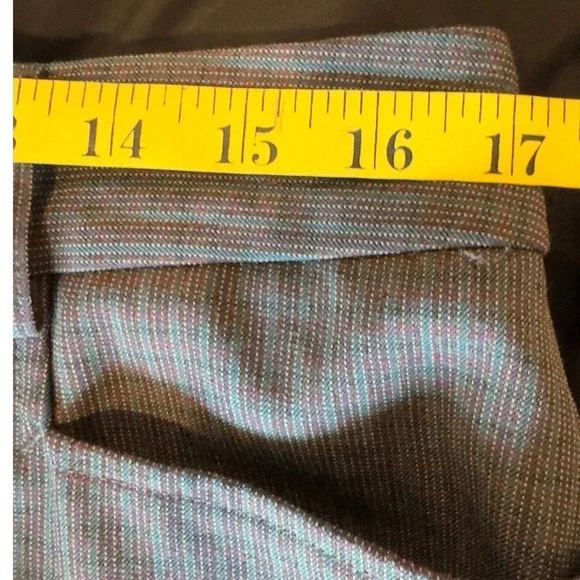 Express Columnist Slim Mid Rise Stretch Pants Size 12 Gray Stripes Work Trousers - Picture 9 of 10